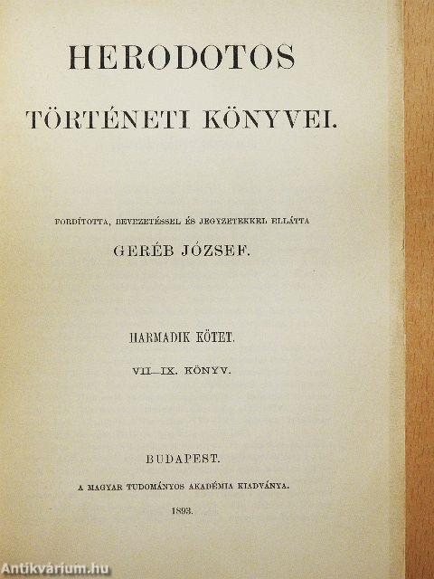 Herodotos történeti könyvei I-III.