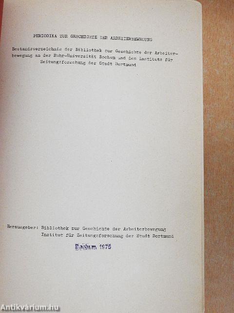 Periodika zur Geschichte der Arbeiterbewegung