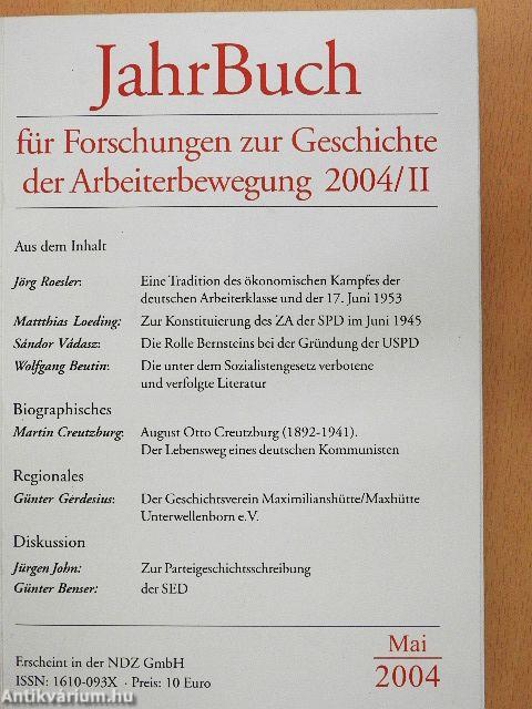 JahrBuch für Forschungen zur Geschichte der Arbeiterbewegung Mai 2004
