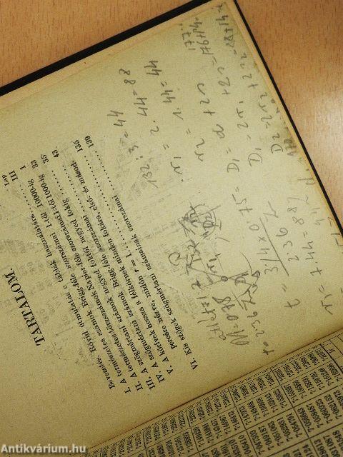 Ötszámjegyű szorszámi és szögmértani táblák