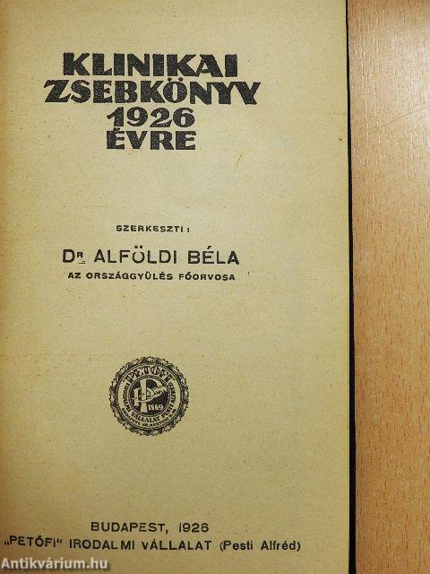Klinikai zsebkönyv 1926 évre