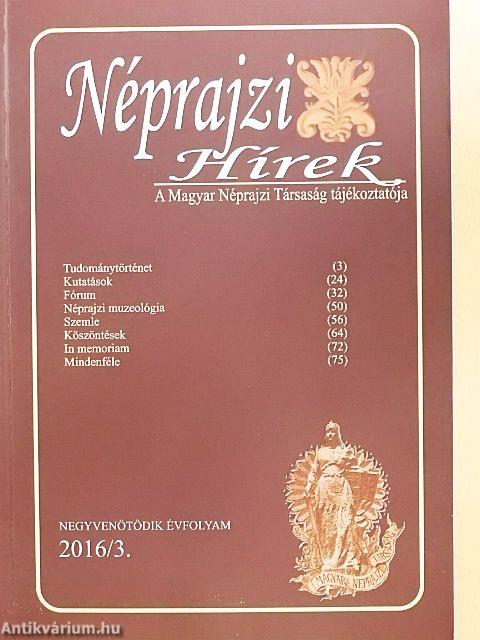 Néprajzi Hírek 2016/3.