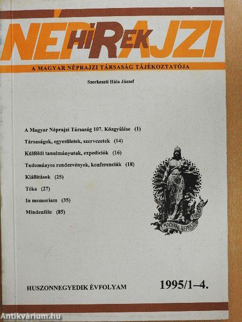 Néprajzi Hírek 1995/1-4.