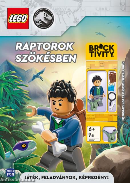 Lego Jurassic World. Raptorok szökésben - Kenji a felszerelésével és egy raptorbébi