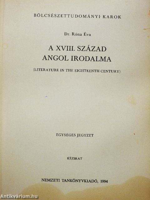A XVIII. század angol irodalma