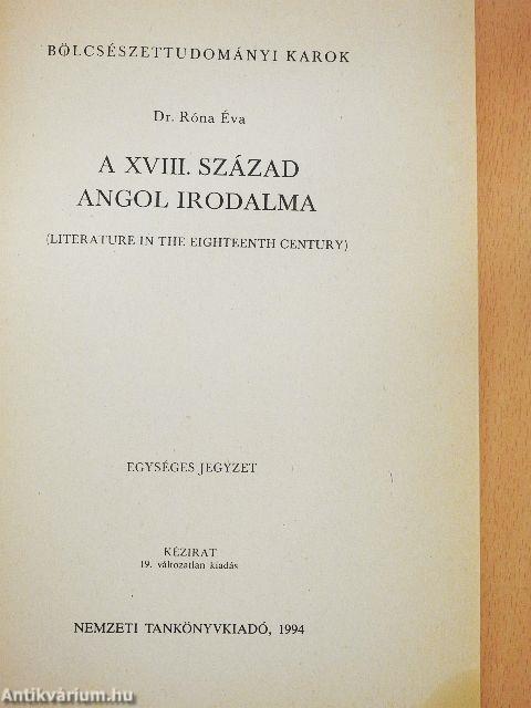 A XVIII. század angol irodalma