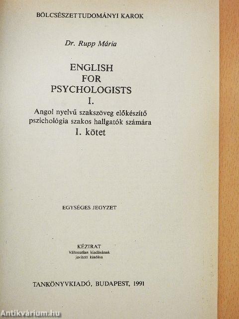 English for psychologists I.