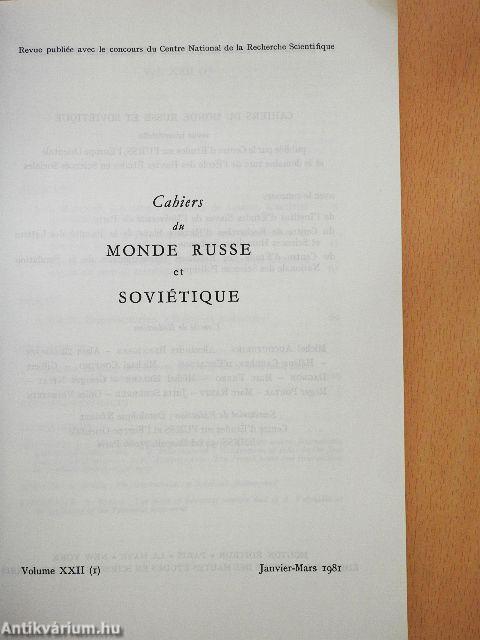 Cahiers du Monde Russe et Soviétique Janvier-Mars 1981