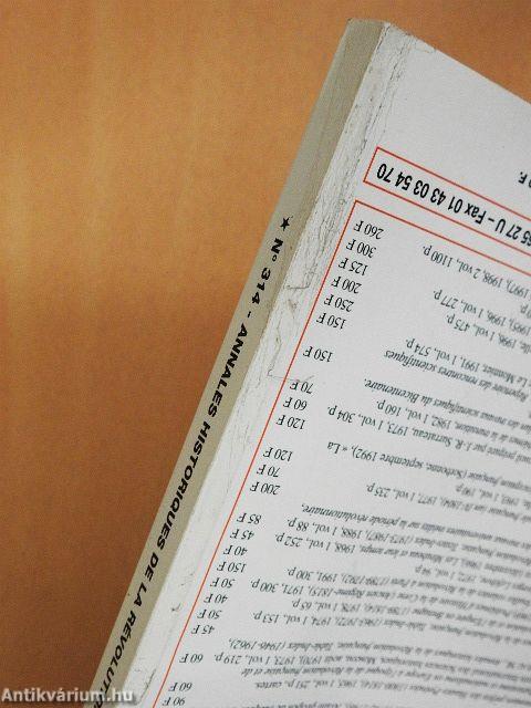 Annales Historiques de la Revolution Francaise Octobre-Décembre 1998