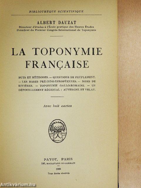 La toponymie francaise