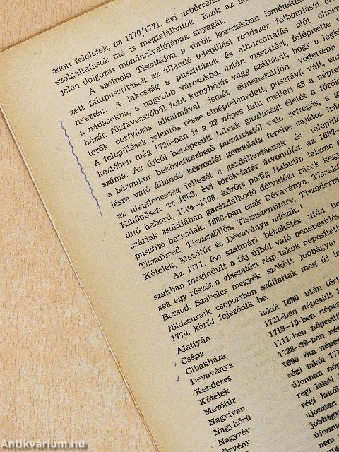 A jobbágyföld helyzete a szolnoki tiszatájon 1711-1770