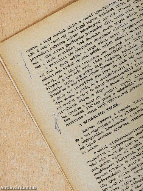 A jobbágyföld helyzete a szolnoki tiszatájon 1711-1770