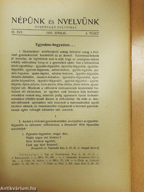Népünk és nyelvünk 1937. április