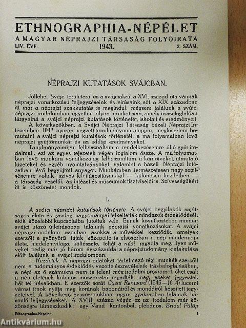 Ethnographia - Népélet 1943/2.