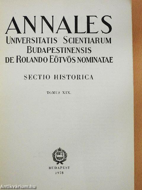 Annales Universitatis Scientiarum Budapestinensis de Rolando Eötvös Nominatae XIX.