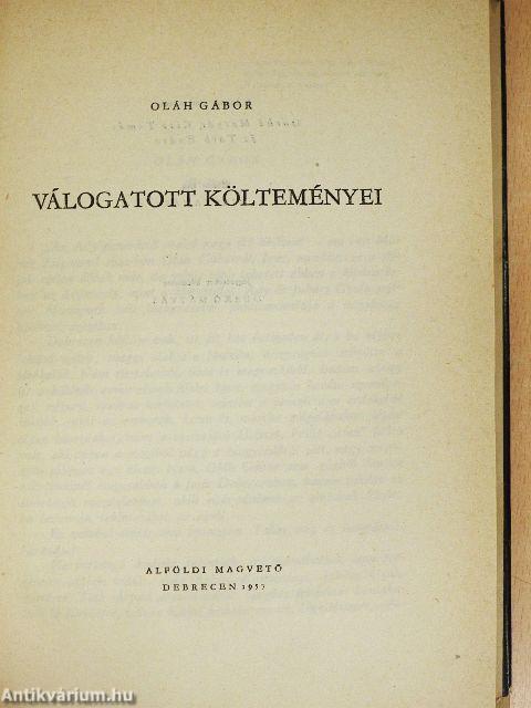 Oláh Gábor válogatott költeményei