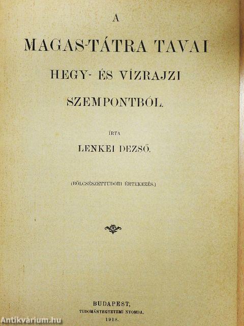 A Magas-Tátra tavai hegy- és vízrajzi szempontból