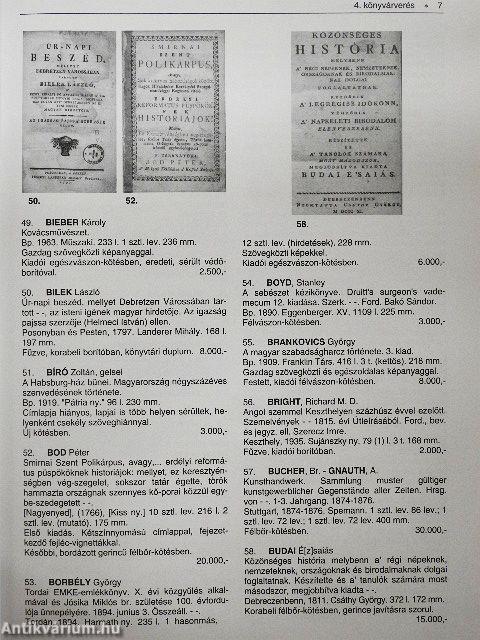 Szőnyi Antikváriuma 4. könyvárverése