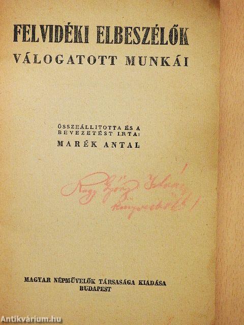 Felvidéki elbeszélők válogatott munkái