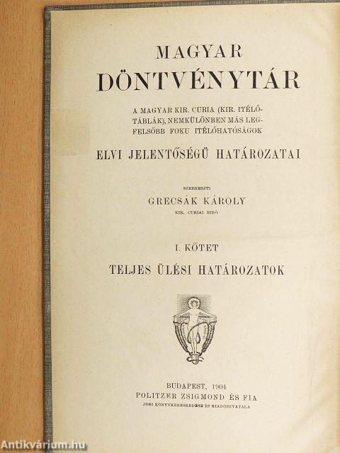 Magyar Döntvénytár I-XII. (nem teljes sorozat)