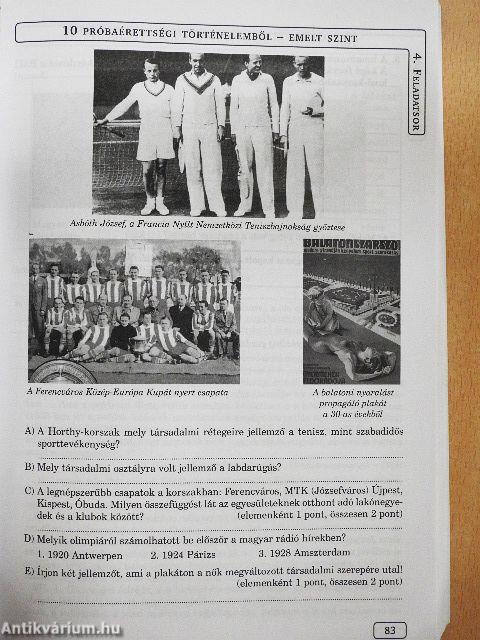 10 próbaérettségi történelemből
