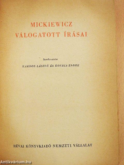 Mickiewicz válogatott írásai