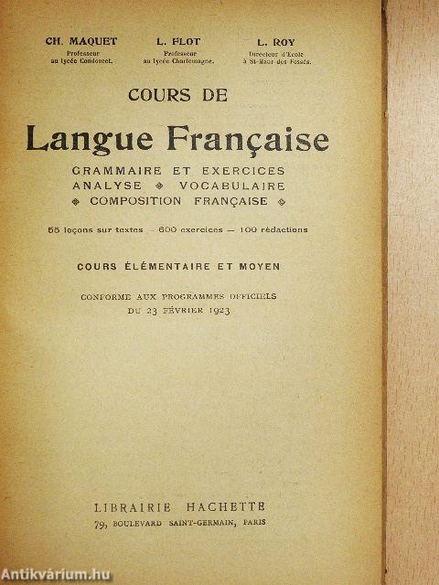 Cours de Langue Francaise