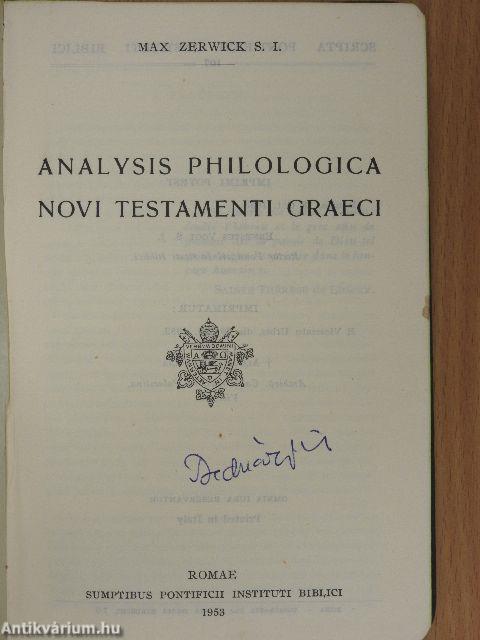 Analysis Philologica - Novi Testamenti Graeci