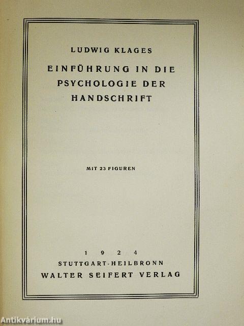 Einführung in die Psychologie der Handschrift
