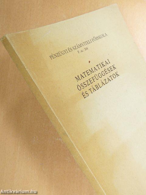 Matematikai összefüggések és táblázatok