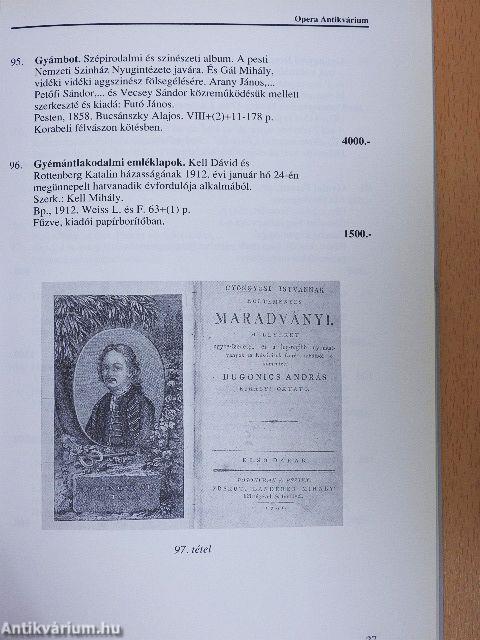 Opera Antikvárium árverése