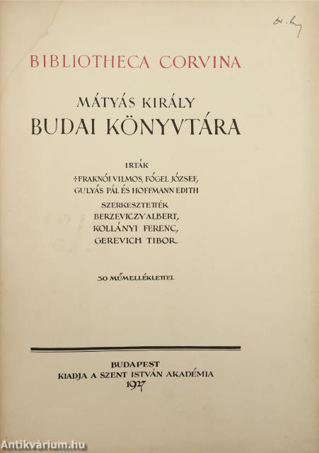 Bibliotheca Corvina (számozott példány)