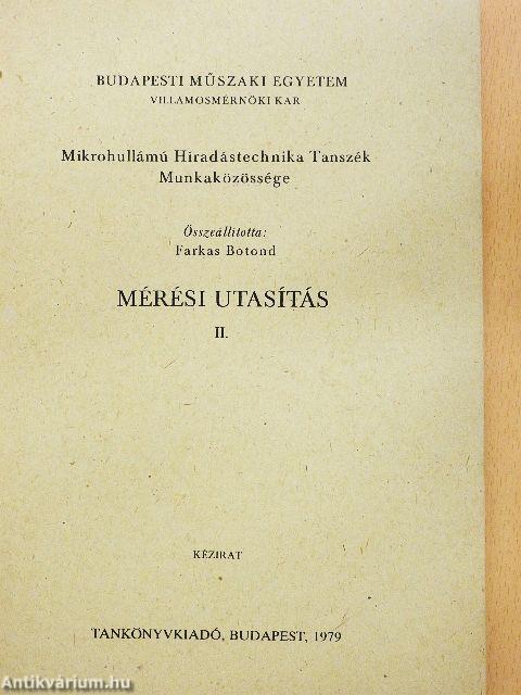 Mérési utasítás II.