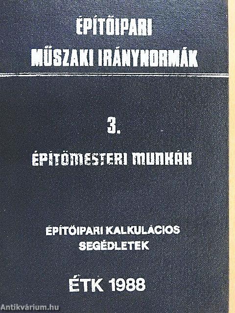 Építőipari műszaki iránynormák 3.