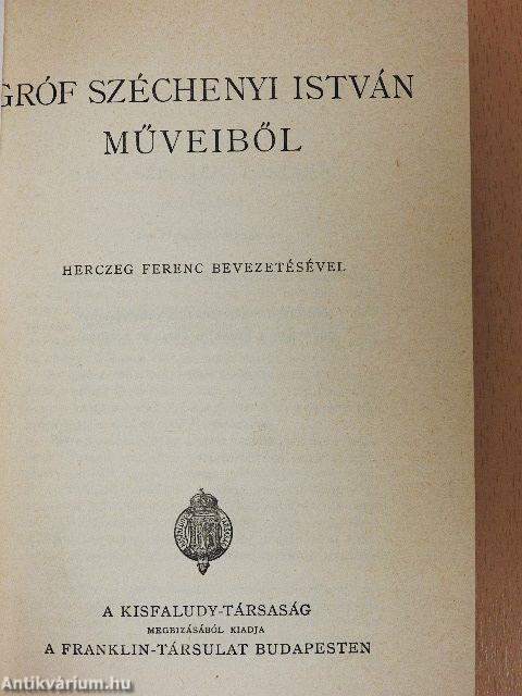 Gróf Széchenyi István műveiből