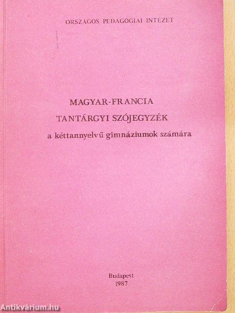 Magyar-francia tantárgyi szójegyzék