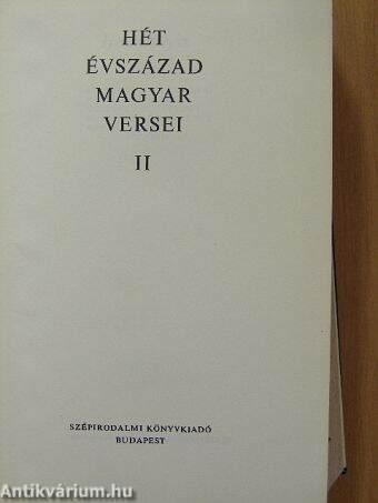 Hét évszázad magyar versei II. (töredék)