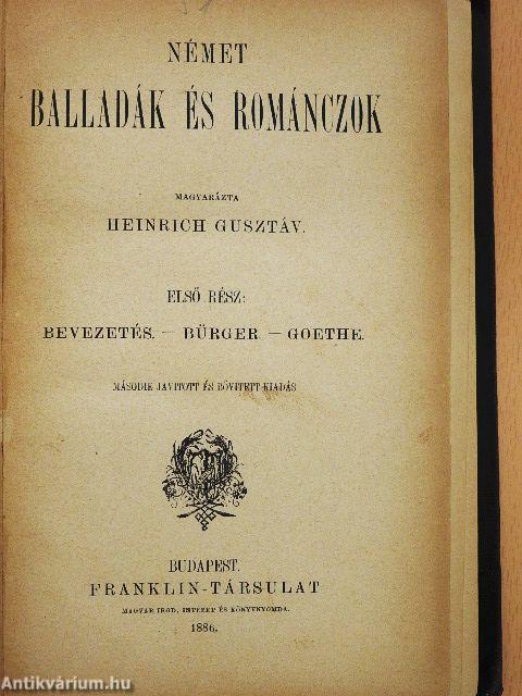 Német balladák és románczok I.