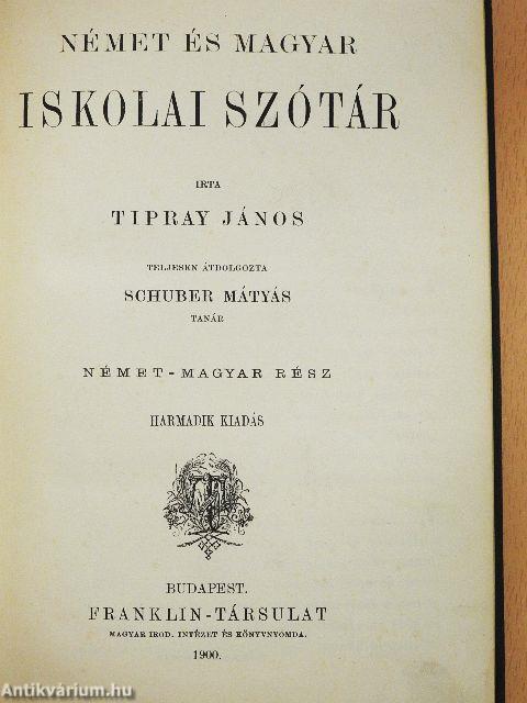 Német és magyar iskolai szótár 