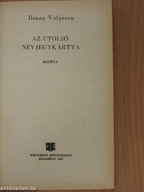 Az utolsó névjegykártya