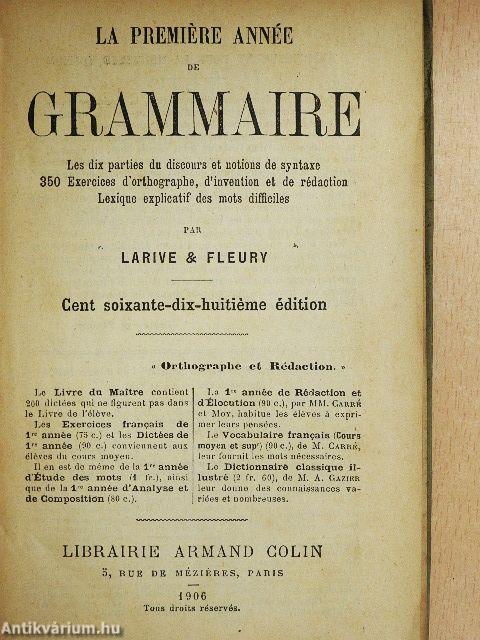 La premiére année de grammaire