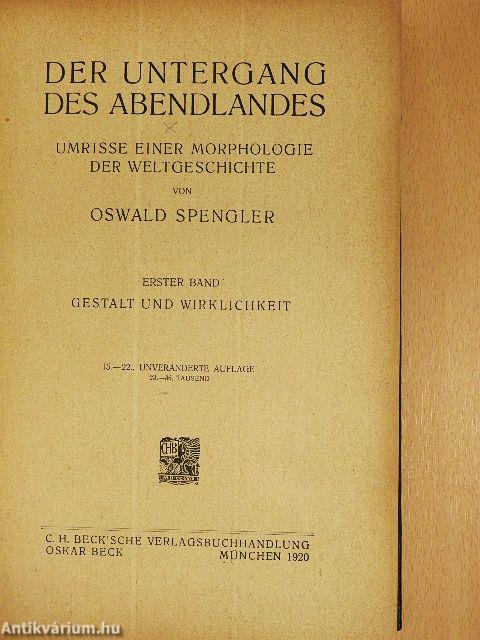 Der Untergang des Abendlandes I.
