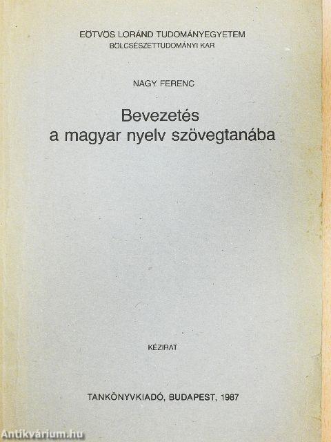 Bevezetés a magyar nyelv szövegtanába
