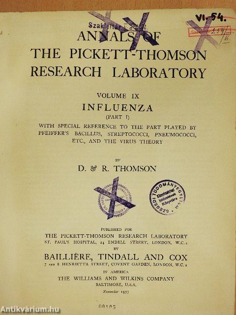 Annals of the Pickett-Thomson Research Laboratory IX.