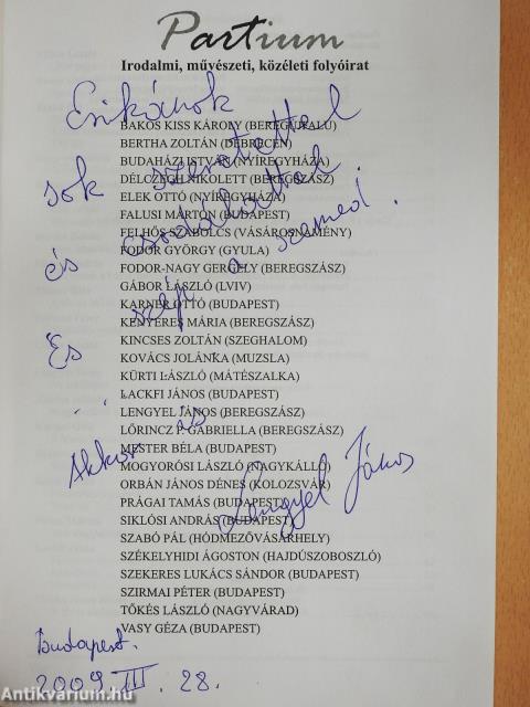 Partium 2008. tél (dedikált példány)