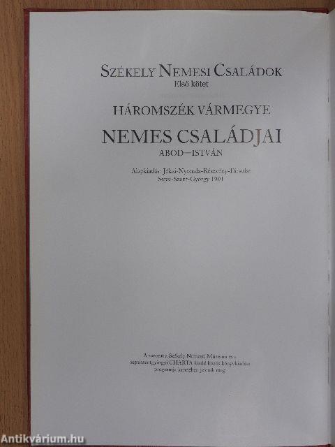 Háromszék vármegye nemes családjai 1.