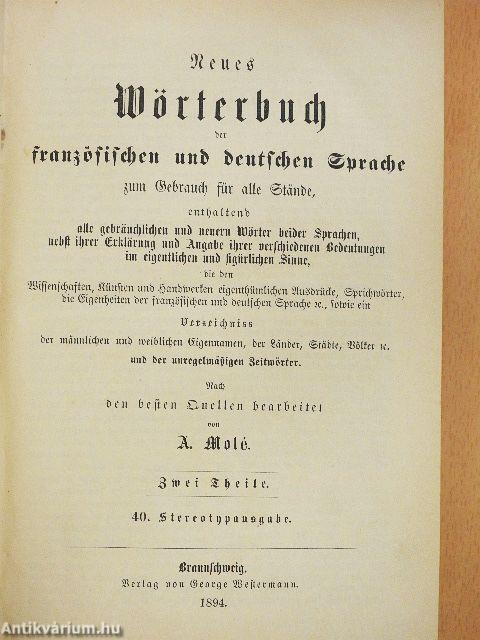 Neues Wörterbuch der französischen und deutschen Sprache II.