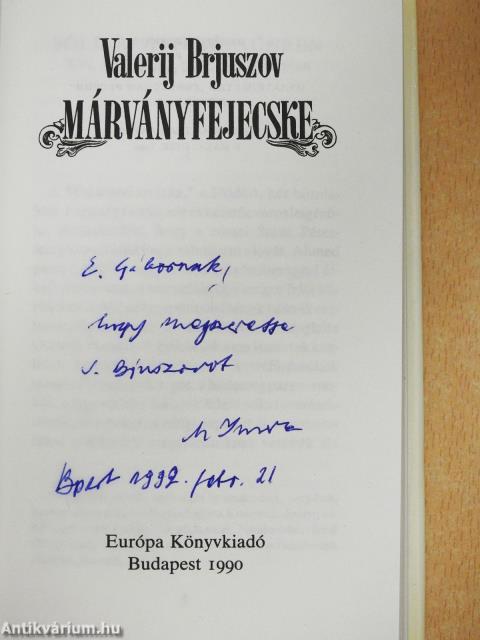 Márványfejecske (dedikált példány)