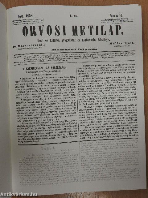 Semmelweis Ignác magyar nyelvű szaktanulmányai az Orvosi Hetilap 1858-1865-ös évfolyamaiban
