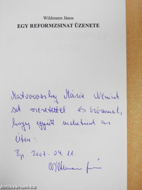 Egy reformzsinat üzenete (dedikált példány)